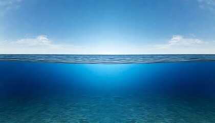 Fototapeta premium 水中と水上. 二分割構図. Above and Below Water. AI generated.