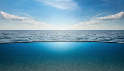 Obraz premium 水中と水上. 二分割構図. Above and Below Water. AI generated.