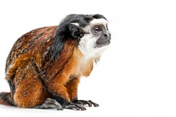 the beside view of a Tamarin, left side view, isolated on white background