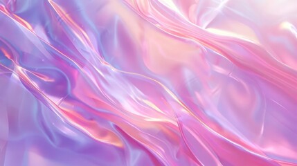 Obraz premium Holographic purple and violet abstract pastel color backdrop. Hologram neon gradient background. Foil smooth effect. Psychedelic iridescent background, trend of 80s, 90s
