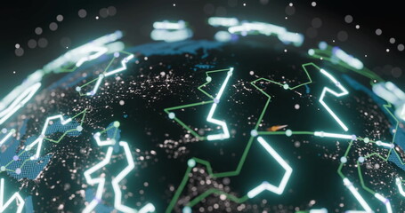 Image of ai data processing over globe with connections