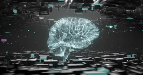 Obraz premium Image of human brain connections over black background