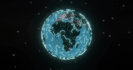 Image of ai data processing over globe with connections