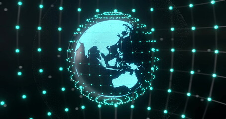 Image of ai data processing over globe with connections