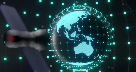 Image of ai data processing over globe with connections