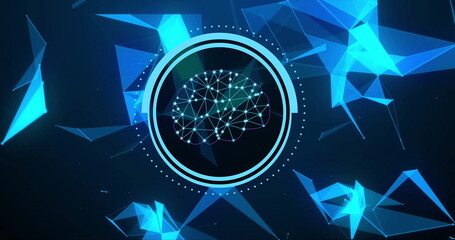 Image of human brain and ai data processing over black background