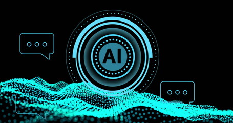 Image of scope scanning and ai data processing over black background