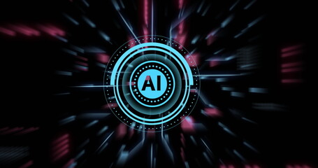 Image of ai data processing over black background