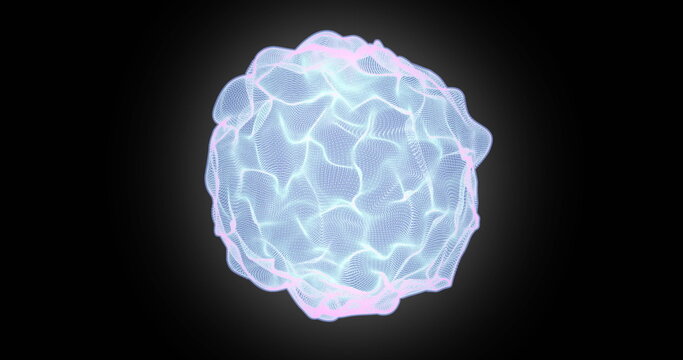 Image of ai glowing globe with light trails over black background