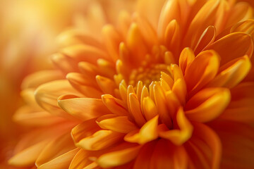 Fototapeta premium Close-up of a vibrant orange flower, capturing the delicate petals and soft light. Perfect for nature, floral, and botanical themes.