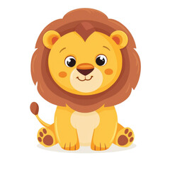 Cute cartoon lion with a big mane, perfect for children's books, educational materials, and playful designs. Isolated on transparent background.