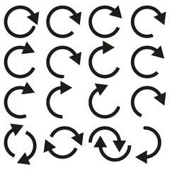 Arrow rotation icons. Circular arrows. Various directions. Vector illustration.