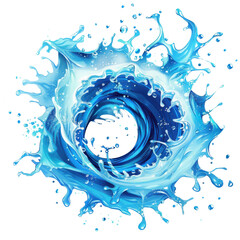 Fototapeta premium Vibrant splash of blue water swirling dynamically in a circular motion, symbolizing energy, fluidity, and freshness. Isolated on transparent background.
