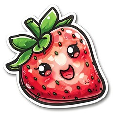 Obraz premium cute dragonfruit sticker, kawaii, functionality stickers, sticker outline, simple background, character, shape