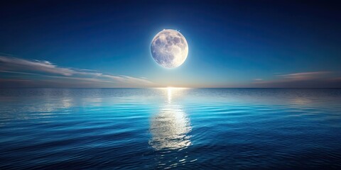 Moon shining brightly over a calm sea at night , moon, sea, night, peaceful, serene, tranquil, glow, reflection, ocean, beauty