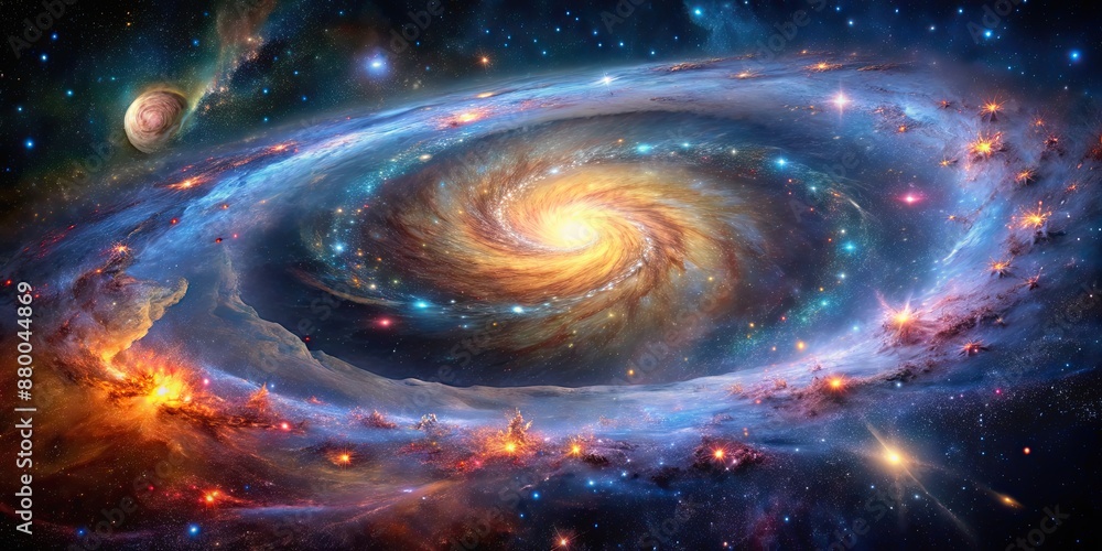 Wall mural dynamic galactic swirls of colorful star fields in the vast cosmos, captured through mesmerizing ast
