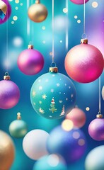Obraz premium christmas background with balls and snowflakes