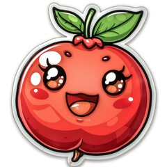 Obraz premium cute pomegranate sticker, kawaii, functionality stickers, sticker outline, simple background, character, shape