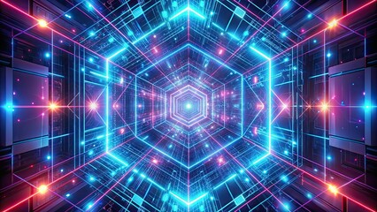 Obraz premium High-tech geometric technology depicted in a futuristic animation, , animation, technology, geometric
