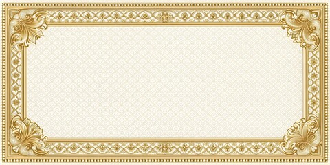 Formal certificate template featuring elegant gold decorative border, award, diploma, achievement, recognition
