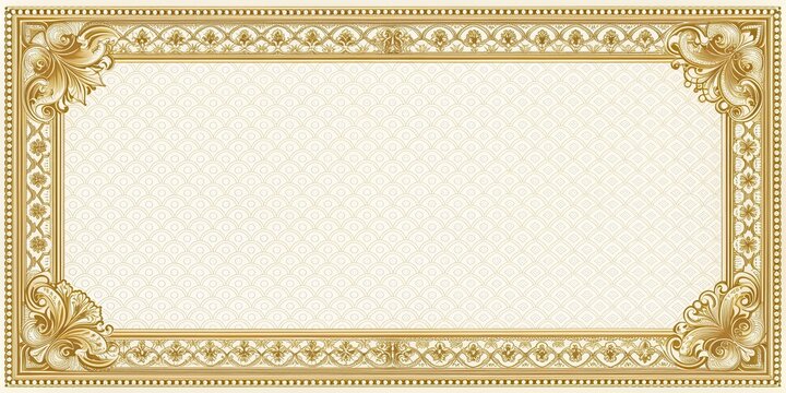 Formal certificate template featuring elegant gold decorative border, award, diploma, achievement, recognition