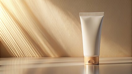 Minimalist cosmetic tube packaging mockup in soft natural light for beauty branding , beauty, skincare, cosmetics