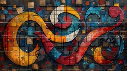 Obraz premium Abstract Graffiti Art on Brick Wall
