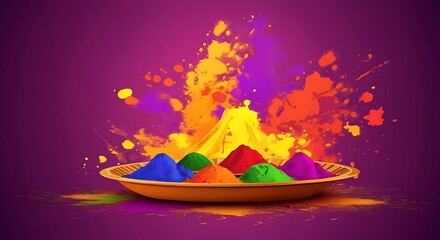 colourful Holi colors in a plate