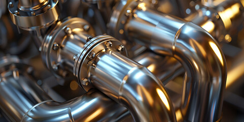 Industrial stainless steel piping system designed for high-efficiency fluid transport and durability in manufacturing processes