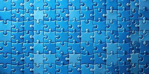 Jigsaw puzzle pattern texture on a blue background, puzzle, texture, separated, blue, background, , rendering, game, fun