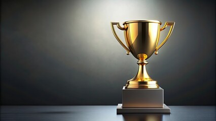 Golden trophy cup on a pedestal, gold, winner, victory, achievement, success, first place, champion, competition, reward