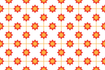 Seamless pattern with geometric ornament. Vector illustration in red and orange colors.