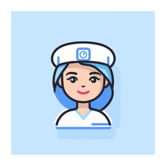 UI avatar, nurse wearing hat, 2d linear vector icon by flaticon and dribble