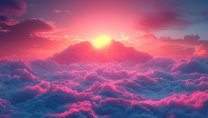 Fototapeta premium Sunrise Over Mountains and Clouds