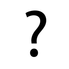 Black question mark. Bold punctuation. Vector icon. White background.