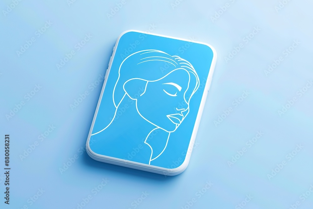 Poster a simple app for a skin care application features blue color and rounded edges. the shape resembles 