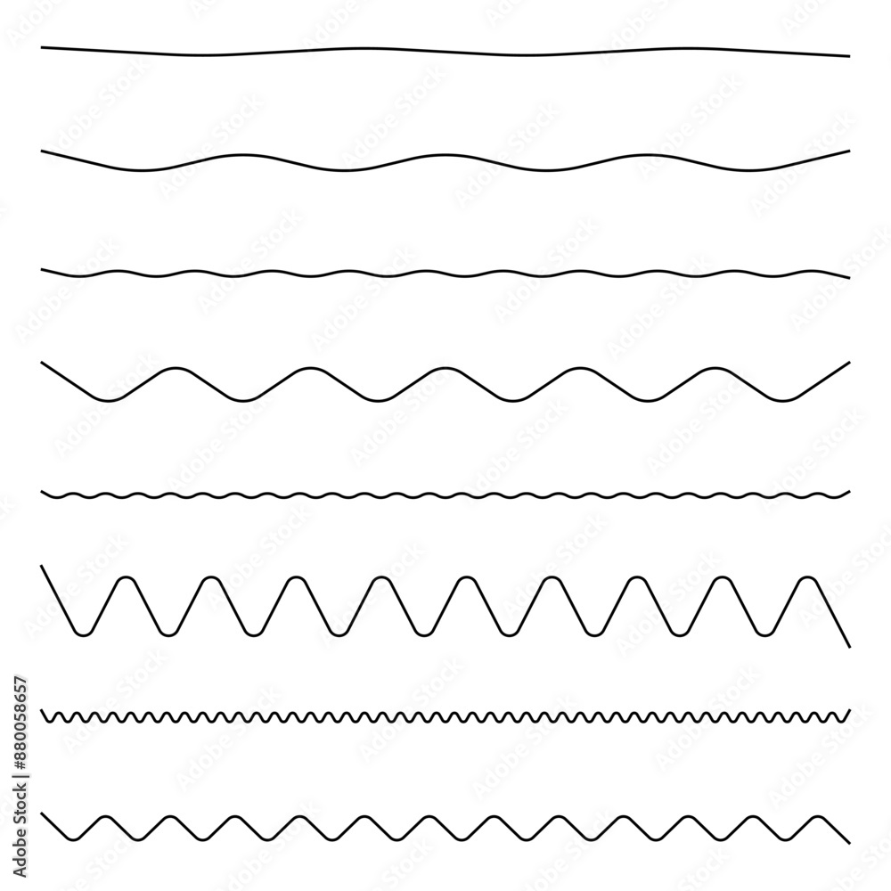 Poster black wavy lines. zigzag vector set. hand drawn borders. decorative line patterns.