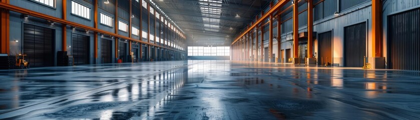 Fototapeta premium Warehouse Storage Building Exterior with Industrial Design and Copy Space,