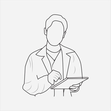 outline doctor holding tablet clip art preview