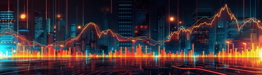 Naklejka premium visualize a vibrant dashboard filled with economic graphs and charts each displaying upward trends and positive movements in various financial markets The scene is set in a modern