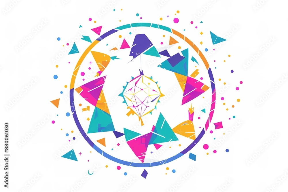 Aufkleber a colorful abstract design with a triangle in the center