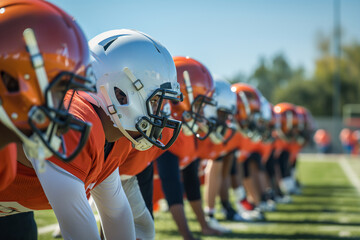 high school football team playing a football game in a high school football field, fall, football, sports, autumn. 