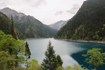 Obraz premium lake and mountains, Jiuzhaigou Valley Scenic, Sichuan, China