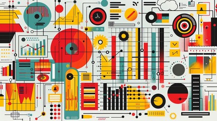 Obraz premium Abstract Geometric Pattern with Red, Yellow, and Blue.