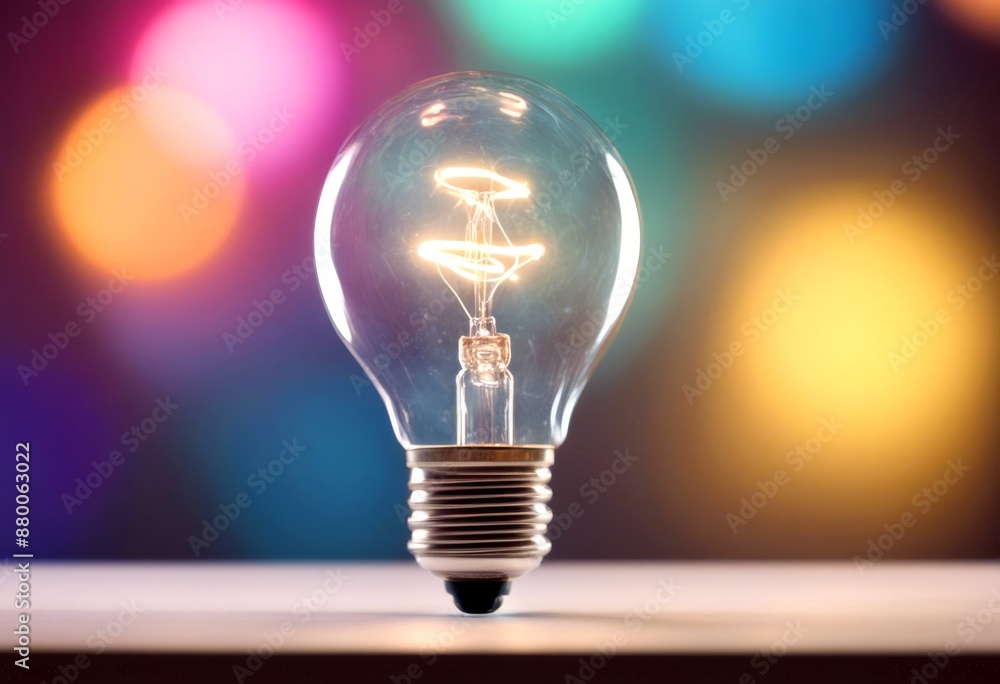 Poster bulb colorful idea olated visualization transparent creative element background design glowing think