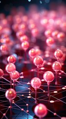 a string of lights in the middle of a purple background.