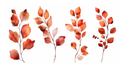 Autumn leaves watercolor set