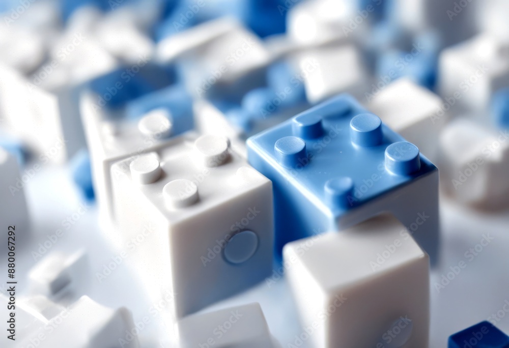 Poster background white blue blocks building cubes three-dimensional abstract blank block box business clea