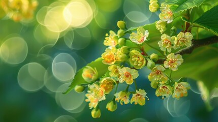 Close up photography of green and yellow flowers on a blooming maple tree during spring