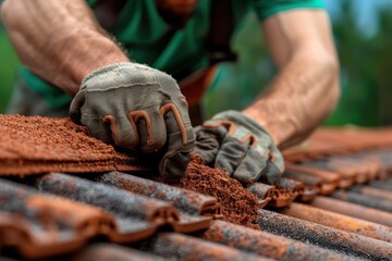 Professional Roof Installation Skilled Builder Installing New Shingles on a Roof, Ensuring a Durable and Secure Roof for Your Home